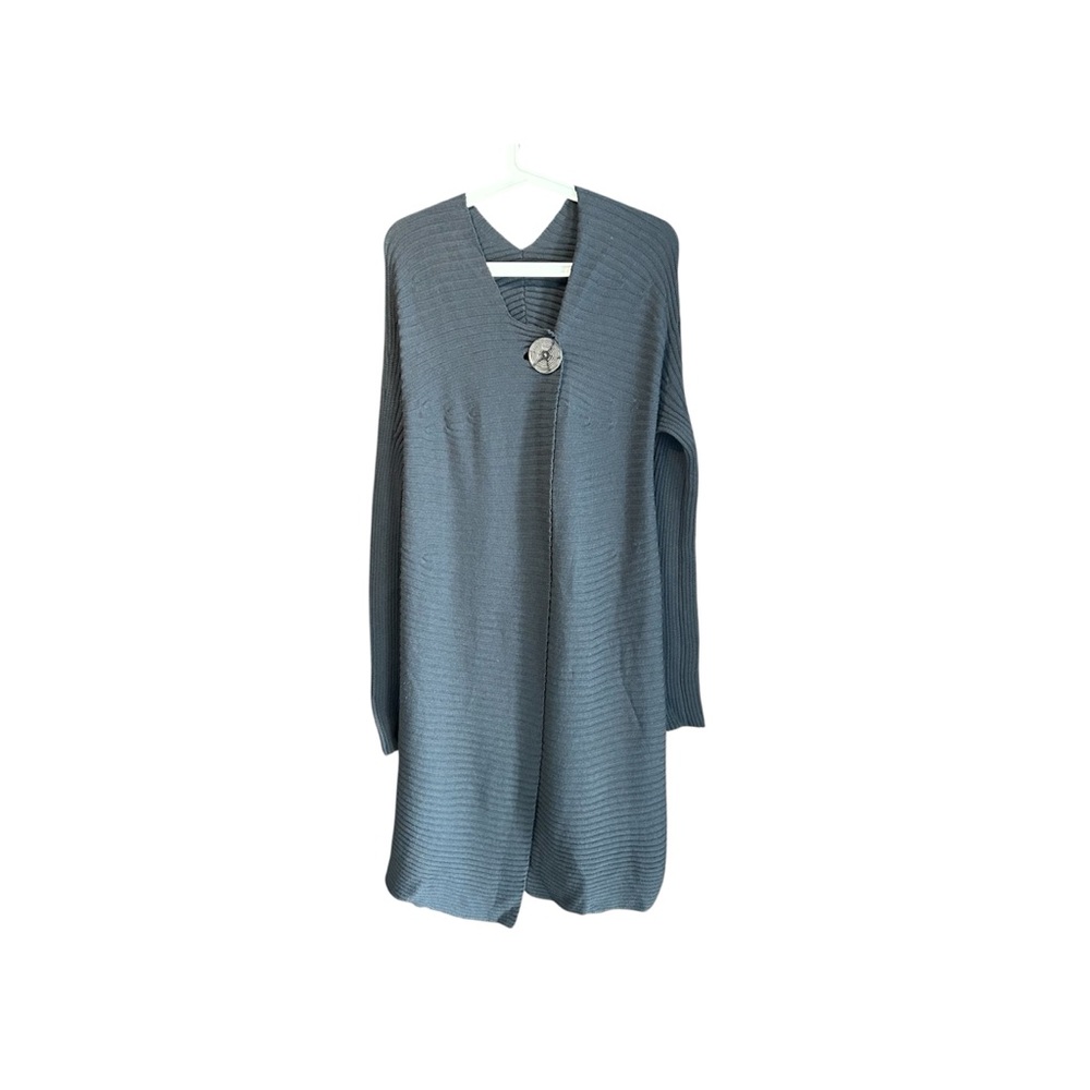 Gray Merino Women's Cardigan Sweater